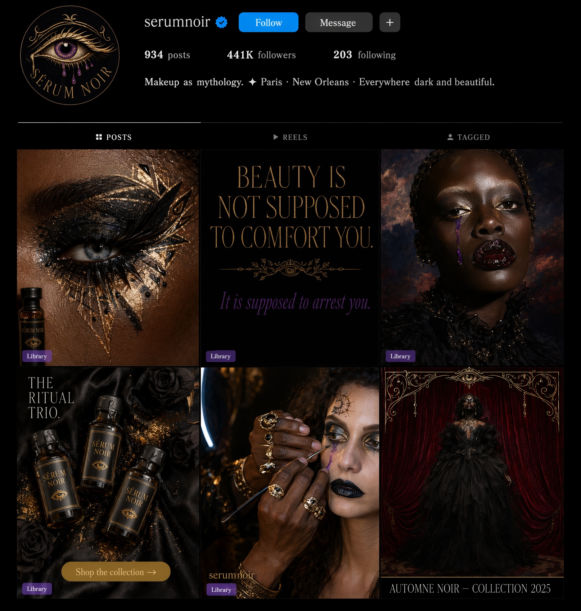 Sérum Noir: Instagram feed run by Reelistic